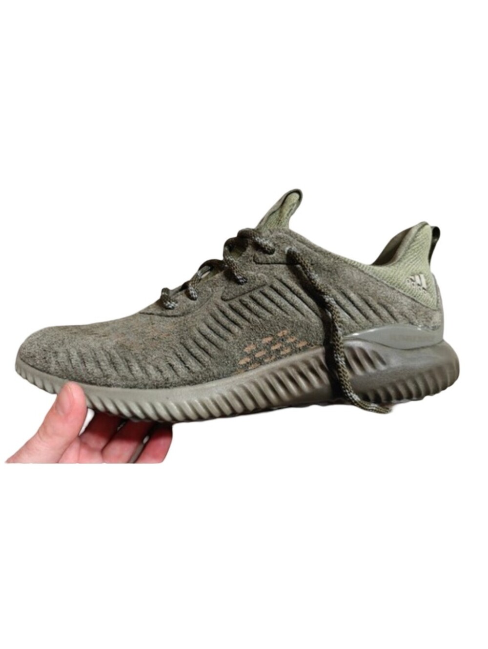 Adidas Alphabounce Men’s Olive Green Leather Runner Sneakers